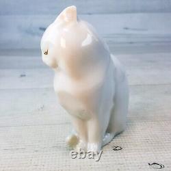 Vintage Herend White Porcelain Kitty Cat 4.75 Figurine Hungary Hand Painted