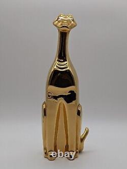 Vintage Jaru Shiny Gold Ceramic Cat Art Deco Cubist Sculpture Figurine MCM 12