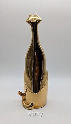 Vintage Jaru Shiny Gold Ceramic Cat Art Deco Cubist Sculpture Figurine MCM 12