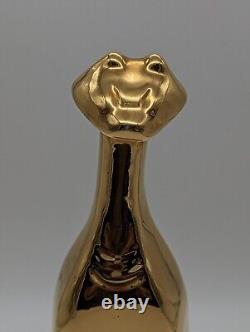 Vintage Jaru Shiny Gold Ceramic Cat Art Deco Cubist Sculpture Figurine MCM 12