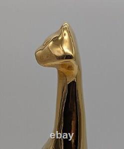 Vintage Jaru Shiny Gold Ceramic Cat Art Deco Cubist Sculpture Figurine MCM 12
