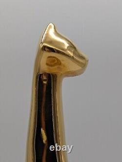 Vintage Jaru Shiny Gold Ceramic Cat Art Deco Cubist Sculpture Figurine MCM 12