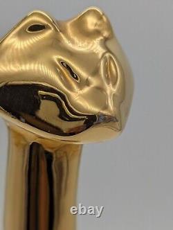 Vintage Jaru Shiny Gold Ceramic Cat Art Deco Cubist Sculpture Figurine MCM 12