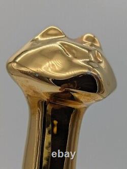 Vintage Jaru Shiny Gold Ceramic Cat Art Deco Cubist Sculpture Figurine MCM 12