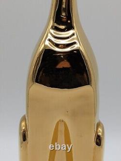 Vintage Jaru Shiny Gold Ceramic Cat Art Deco Cubist Sculpture Figurine MCM 12