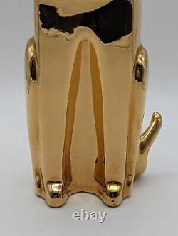 Vintage Jaru Shiny Gold Ceramic Cat Art Deco Cubist Sculpture Figurine MCM 12