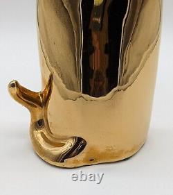 Vintage Jaru Shiny Gold Ceramic Cat Art Deco Cubist Sculpture Figurine MCM 12