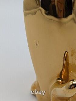 Vintage Jaru Shiny Gold Ceramic Cat Art Deco Cubist Sculpture Figurine MCM 12