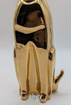 Vintage Jaru Shiny Gold Ceramic Cat Art Deco Cubist Sculpture Figurine MCM 12