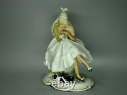 Vintage Lady With Cat Porcelain Figurine Original Schaubach Kunst Art Sculpture