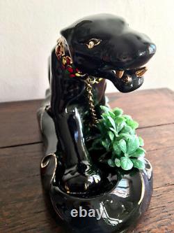 Vintage Large Black Panther Ceramic Figurine Art Deco Mid Century 18 Sculpture