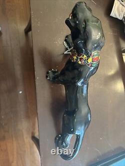Vintage Large Black Panther Ceramic Figurine Art Deco Mid-Century 18 long