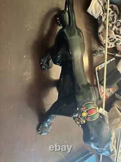 Vintage Large Black Panther Ceramic Figurine Art Deco Mid-Century 18 long