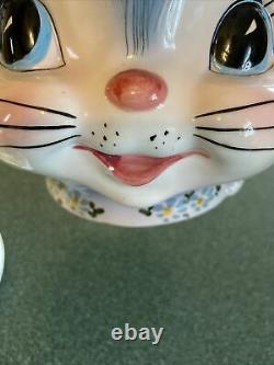 Vintage Lefton Miss Priss Cookie Jar Cat #1502 With LID