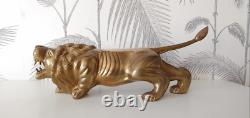 Vintage Lion Statue, Brass, Big Cat, Art Deco period, circa 30's