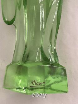 Vintage Ludwig Moser Art Deco Cat Figurine Emerald Green Mint Original Labels