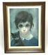 Vintage Margaret Keane 1961 Big Eyes A Girl And Her Cat Framed Litho Print