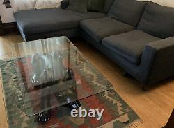 Vintage MCM Art Deco Black Panther Coffee End Table With Heavy Beveled Glass