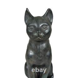 Vintage Maitland Smith Patinated Cat Table Sculptures Tall 9.5
