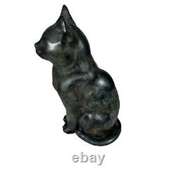 Vintage Maitland Smith Patinated Cat Table Sculptures Tall 9.5