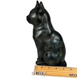 Vintage Maitland Smith Patinated Cat Table Sculptures Tall 9.5