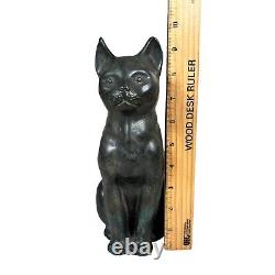 Vintage Maitland Smith Patinated Cat Table Sculptures Tall 9.5