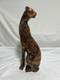 Vintage Mid Century Modern Cat Statue Cheetah Tiger Abstract Art Deco Elegant