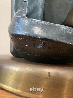 Vintage Modern Art Deco Cubist Black Cat Sculpture On Brass Base Artist Signed
