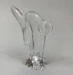 Vintage Moser Cat Crystal Glass Figurine Czech Republic Art Deco Bohemian 1930s