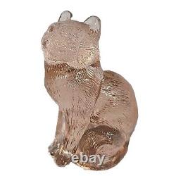 Vintage Mosser Art Glass Pink Sitting Kitty Kitten Cat Figurine EXC