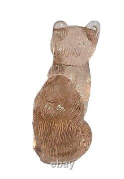 Vintage Mosser Art Glass Pink Sitting Kitty Kitten Cat Figurine EXC