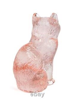 Vintage Mosser Clear Glass Sitting Kitty Cat Figurine, Pink, 3