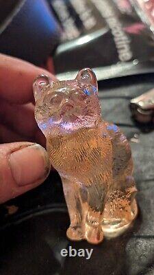 Vintage Mosser Glass Pink Sitting Kitty Cat Figurine