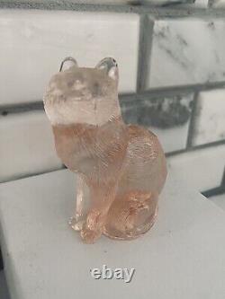 Vintage Mosser Glass Pink Sitting Kitty Cat Figurine