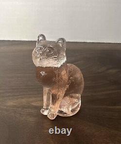 Vintage Mosser Glass Pink Sitting Kitty Cat Figurine