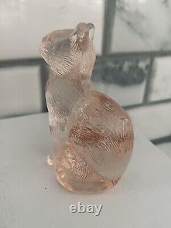 Vintage Mosser Glass Pink Sitting Kitty Cat Figurine