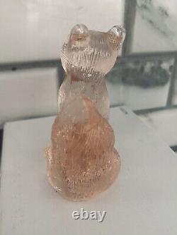 Vintage Mosser Glass Pink Sitting Kitty Cat Figurine