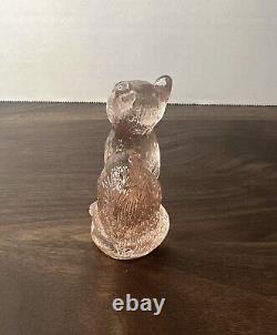Vintage Mosser Glass Pink Sitting Kitty Cat Figurine