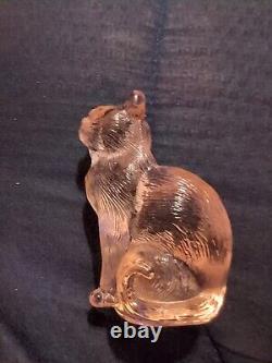 Vintage Mosser Glass Pink Sitting Kitty Cat Figurine