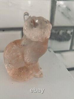 Vintage Mosser Glass Pink Sitting Kitty Cat Figurine