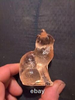 Vintage Mosser Glass Pink Sitting Kitty Cat Figurine