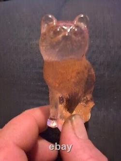 Vintage Mosser Glass Pink Sitting Kitty Cat Figurine