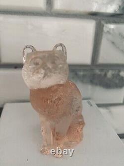 Vintage Mosser Glass Pink Sitting Kitty Cat Figurine