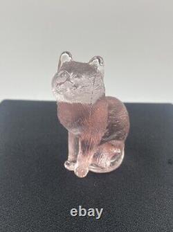 Vintage Mosser Glass Pink Sitting Kitty Cat Figurine #101