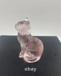 Vintage Mosser Glass Pink Sitting Kitty Cat Figurine #101