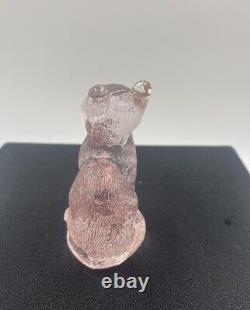 Vintage Mosser Glass Pink Sitting Kitty Cat Figurine #101