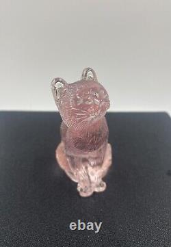 Vintage Mosser Glass Pink Sitting Kitty Cat Figurine #101