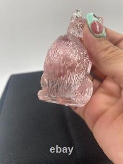 Vintage Mosser Glass Pink Sitting Kitty Cat Figurine #101