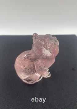 Vintage Mosser Glass Pink Sitting Kitty Cat Figurine #101