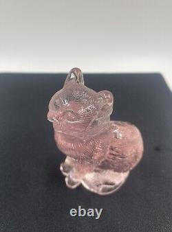 Vintage Mosser Glass Pink Sitting Kitty Cat Figurine #101